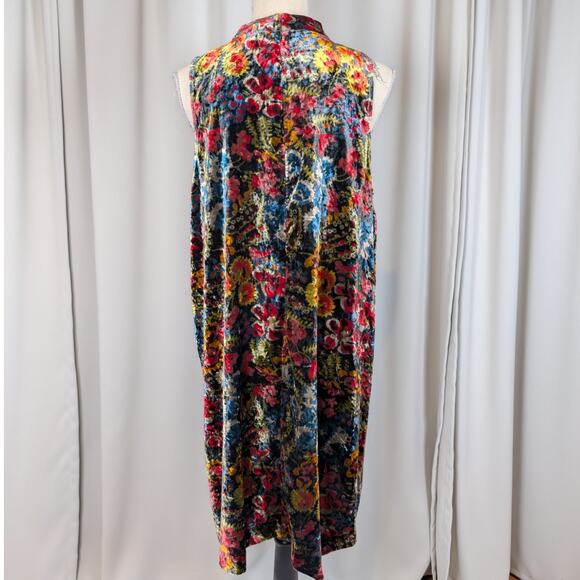 LOFT Velvet Floral Mock Neck Sleeveless Dress Size Large - Picture 3 of 13